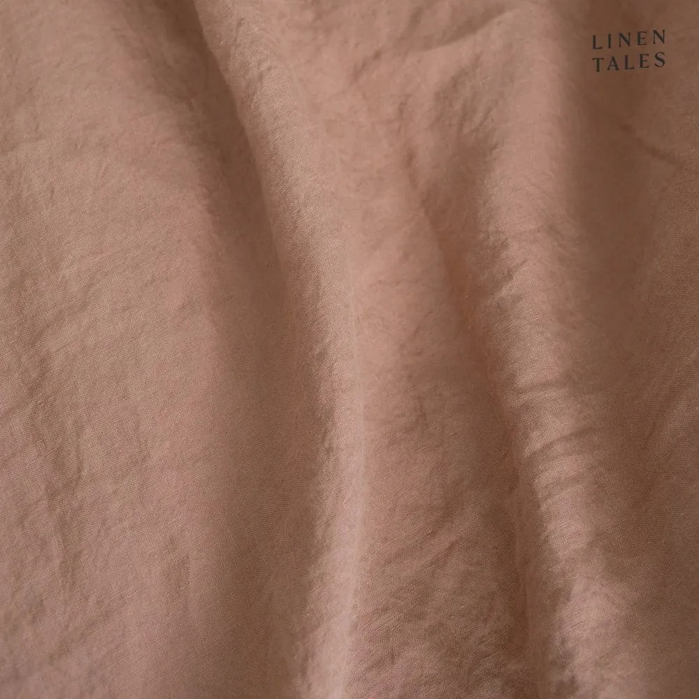 Кафява ленена калъфка за възглавница в цвят теракота с кант на райета , 50 x 60 cm - Linen Tales