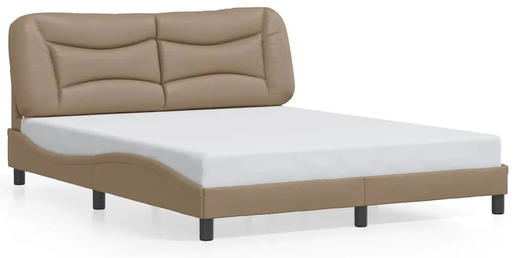 3208013 vidaXL Рамка за легло без матрак Hvar, капучино, 160x200 см, изкуствена кожа