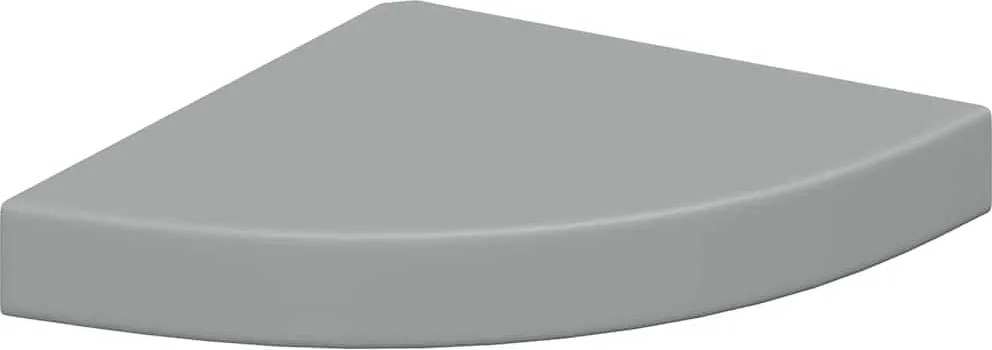 323901 vidaXL Окачен ъглов рафт, сив гланц, 25x25x3,8 см, МДФ