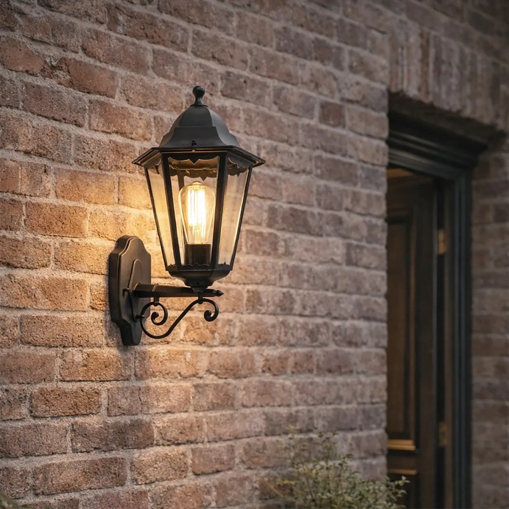 Класически външен стенен аплик черен IP44 - Havana Up