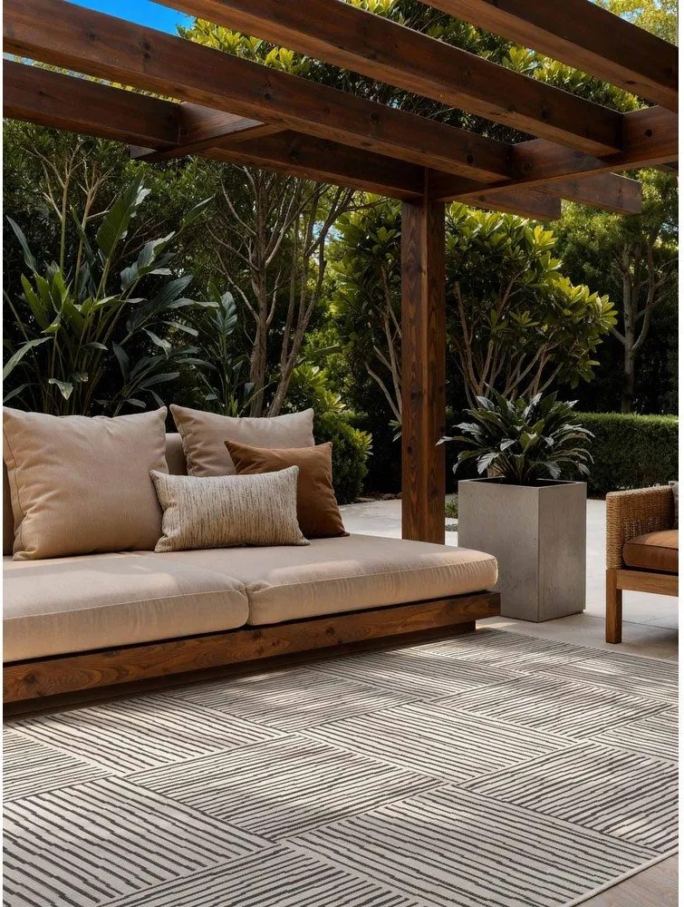 Черен/кремав килим за открито и закрито 160x230 cm Haringey Nightingale – Ted Baker