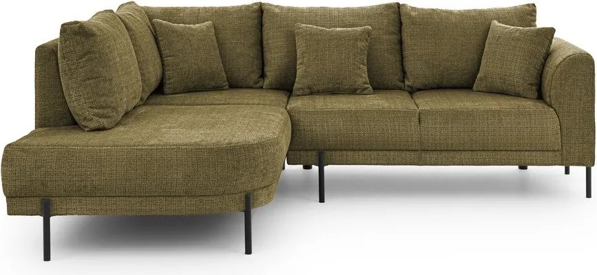 Зелен шенилов ъглов диван (ляв ъгъл/L форма) Mauris – Ropez