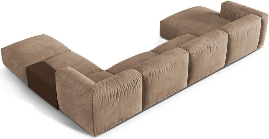 Светлокафяв кадифен модулен ъглов диван (десен ъгъл/U форма) Martina – Micadoni