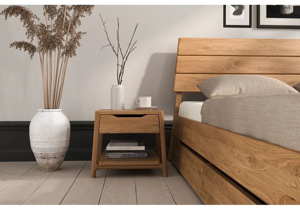 Двойно легло 200x200 cm от масивен дъб в естествен цвят Twig – The Beds