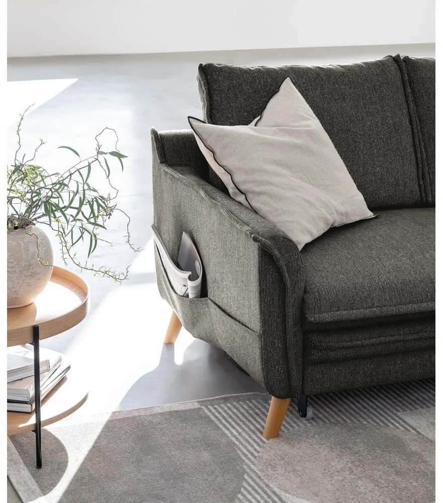 Тъмносив разтегателен ъглов диван (десен ъгъл) Charming Charlie – Miuform