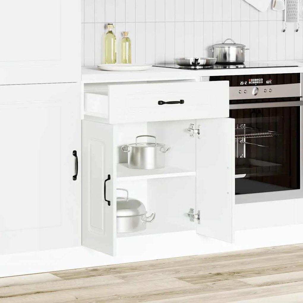 853487 vidaXL Кухненски шкаф, "Kalmar", бял, инженерно дърво