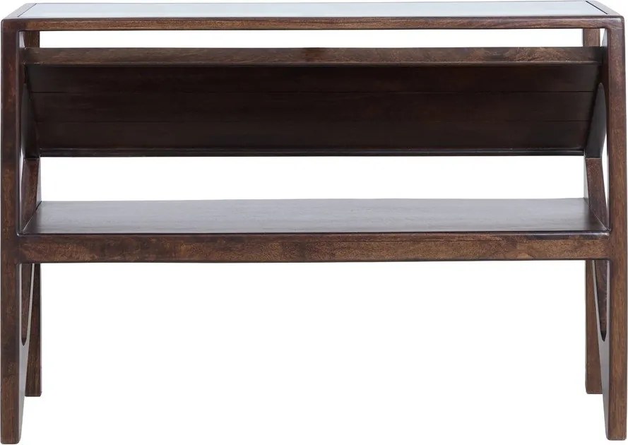 Конзолна маса със стъклен плот в тъмно естествен цвят 41x119 cm Yuki – Light &amp; Living