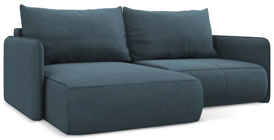 Син разтегателен ъглов диван с място за съхранение (ляв ъгъл) Nanea – Makamii
