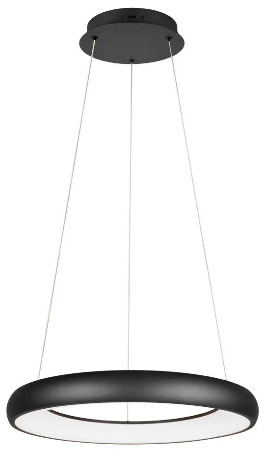Матово черно LED затъмняващо се висящо осветително тяло с метален абажур ø 62 cm Cardona – Trio