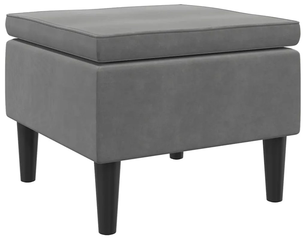 329437 vidaXL Табуретка с дървени крака, тъмносива, кадифе