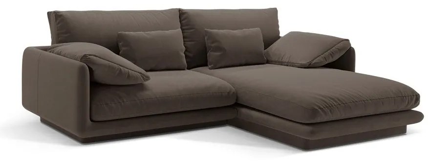 Кафяв кадифен ъглов диван (десен ъгъл) Torino – Micadoni