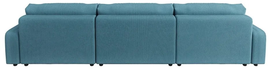 Тюркоазен ъглов диван с място за съхранение от рипсено кадифе Sara – Ropez