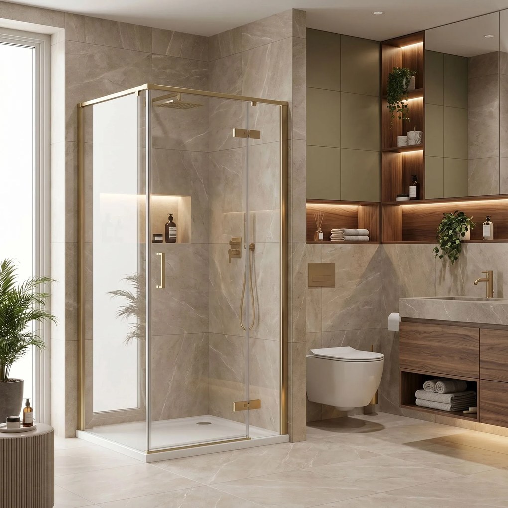 Душ кабина Rea Bruno 90x90 Brush Gold
