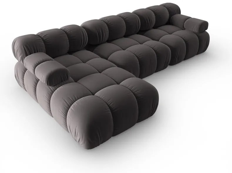 Тъмносив кадифен диван 285 cm Bellis - Micadoni Home