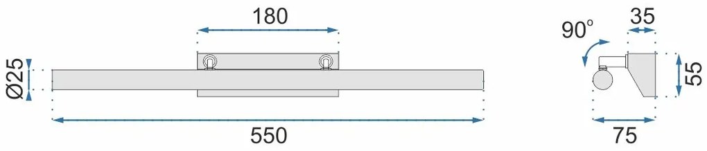 АПЛИК ЗА БАНЯ LED 7W 55CM APP362-1W