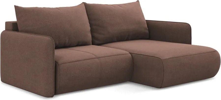 Розов разтегателен ъглов диван с място за съхранение (десен ъгъл) Nanea – Makamii