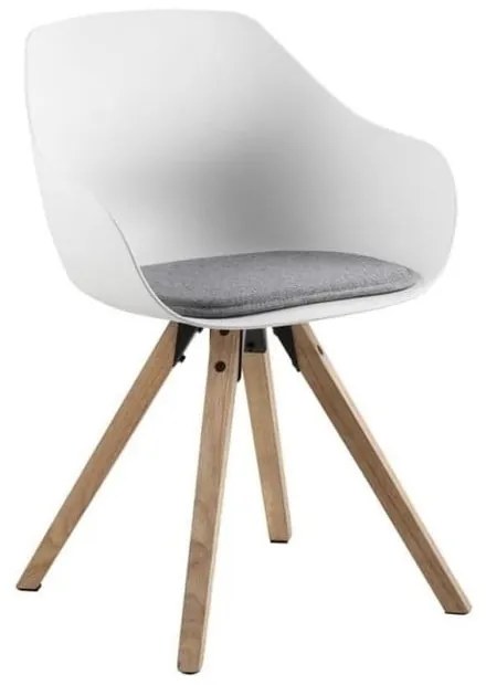 Комплект от 2 бели трапезни стола с крака от каучуково дърво Tina - Actona