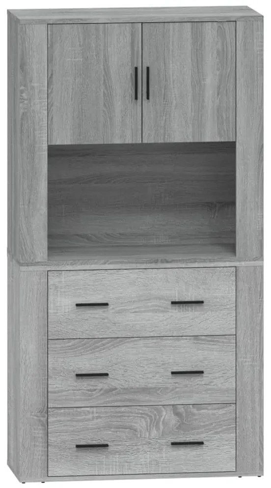 3185389 vidaXL Висок шкаф, сив сонома, инженерно дърво