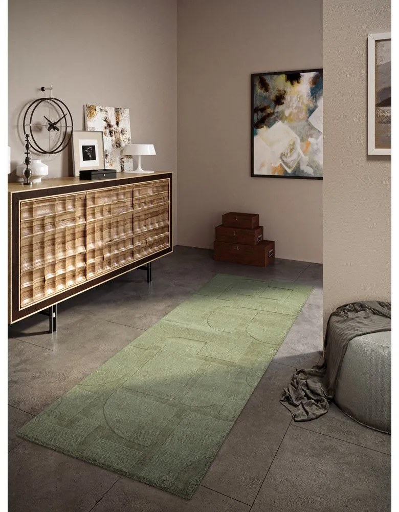 Зелена ръчно изработена вълнена пътека 80x250 cm Alexis – Villeroy&Boch