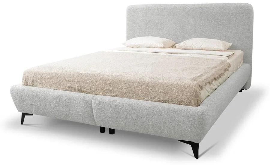 Светлосиво двойно тапицирано легло с място за съхранение и включена подматрачна рамка 160x200 cm Makapu – Makamii