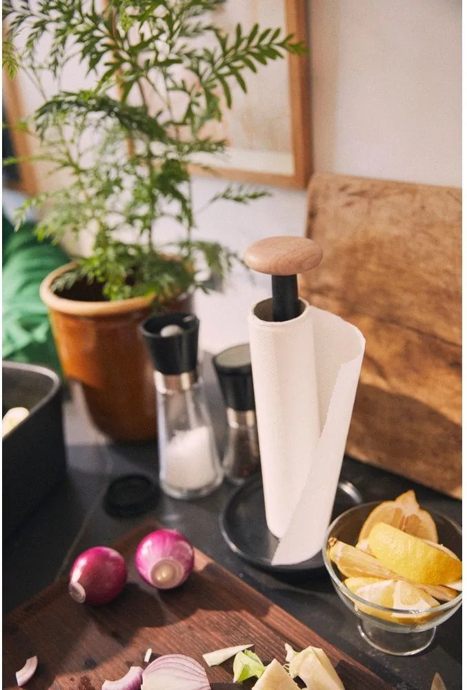 Черна стойка за кухненска хартия ø 15 cm Paper Pal – Rosendahl