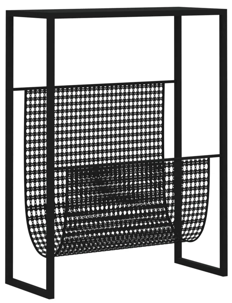 331668 vidaXL Поставка за списания, черна, 35x15x45 см, стомана