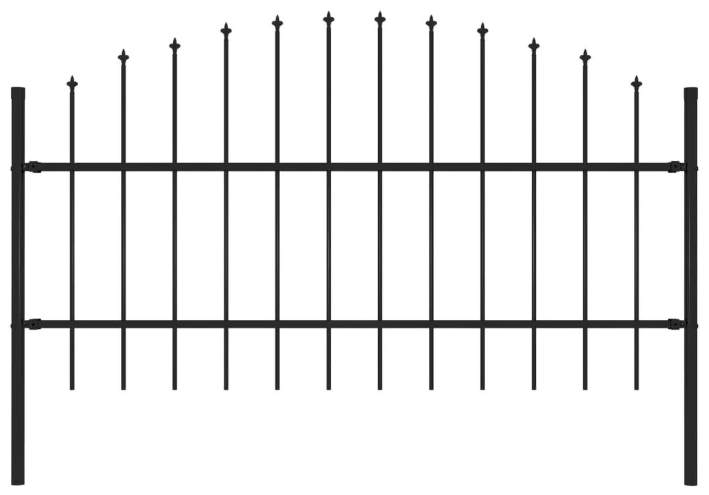 Sonata Градинска ограда с връх пика, стомана, (0,75-1)x1,7 м, черна