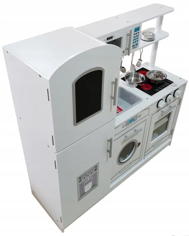 Детска бяла кухня с аксесоари и LED осветление