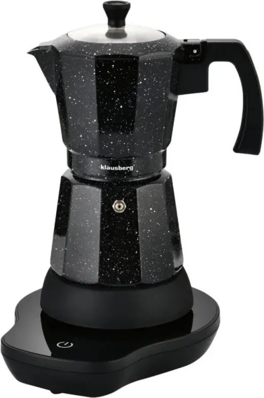 Електрическа кубинска кафеварка Klausberg KB 7998, 500W, 6 чаши, Вграден нагревател, Предпазен клапан, Черен мрамор