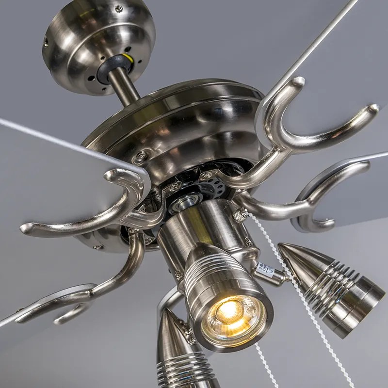 Вентилатор за таван стоманен 110 см 3 светлини с въже - Mistral