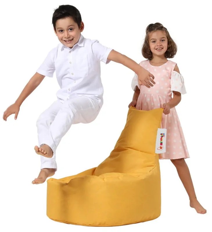 Жълт детски чувал за сядане Baton - Floriane Garden
