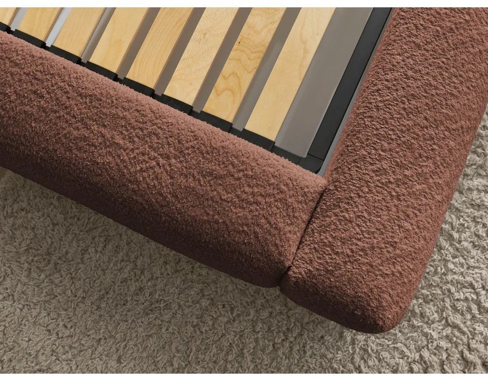 Оранжево тапицирано двойно легло с място за съхранение с включена подматрачна рамка 180x200 cm Orlane – Bobochic Paris