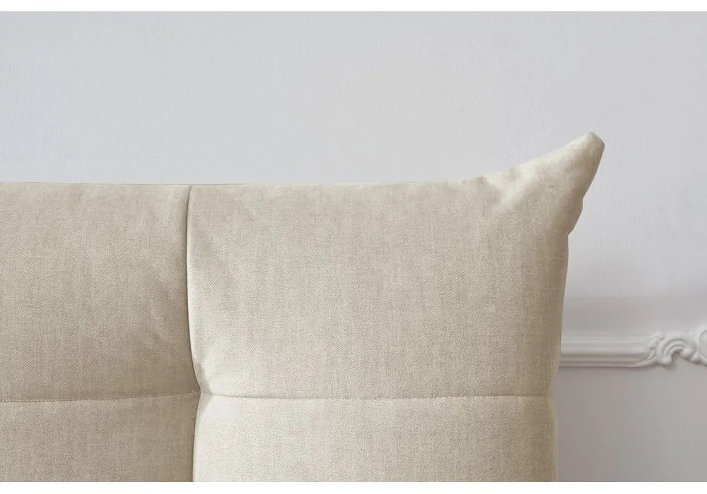 Бежово тапицирано двойно легло с място за съхранение с решетка 180x200 cm Clothilde - Bobochic Paris