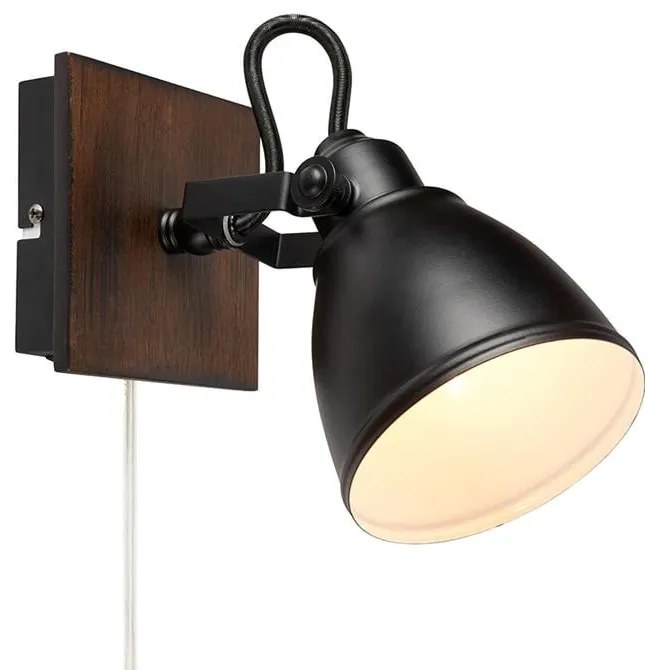 Черно стенно осветление , височина 18,5 cm Native - Markslöjd