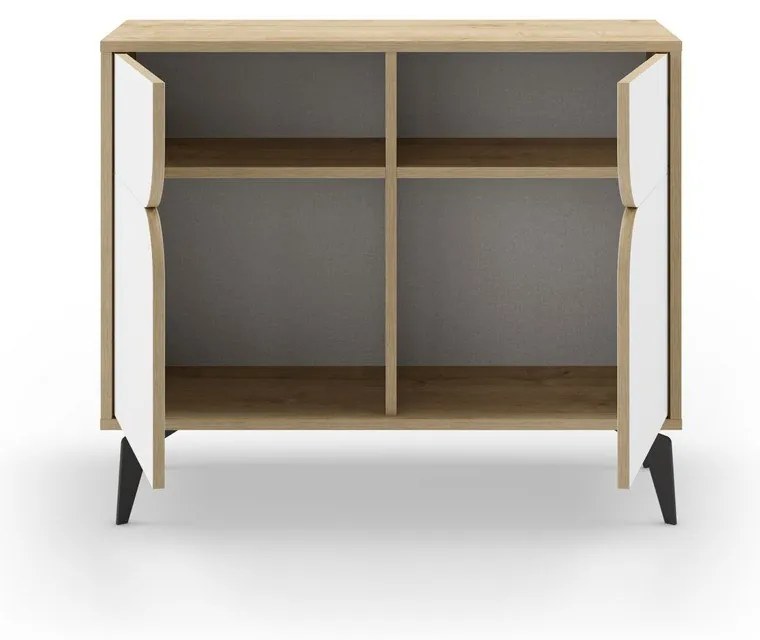 Шкаф в дъбов декор в бял и естествен цвят 95x79 cm Nola - Marckeric