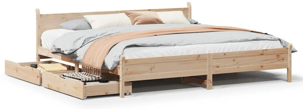 3309761 vidaXL Рамка за легло без матрак, 180x200 см, масивна чамова дървесина