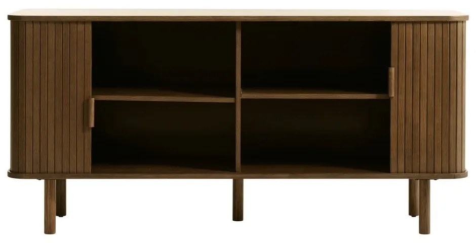 Кафяв нисък скрин в дъбов декор с плъзгащи се врати 76x160 cm Cavo - Unique Furniture