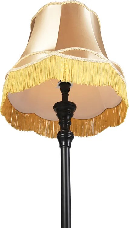 Подова лампа черна с абажур „баба“ златен - Classico