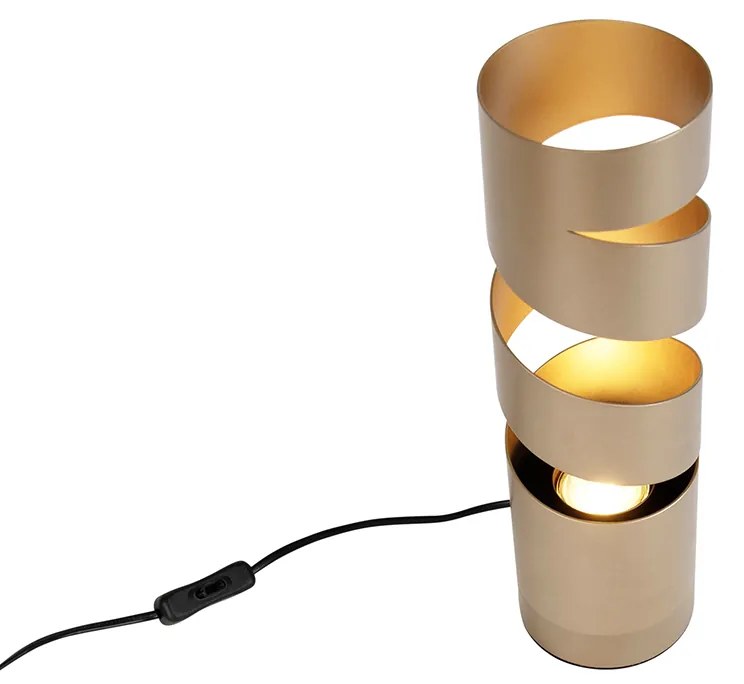 Moderne tafellamp taupe met goud - Stream