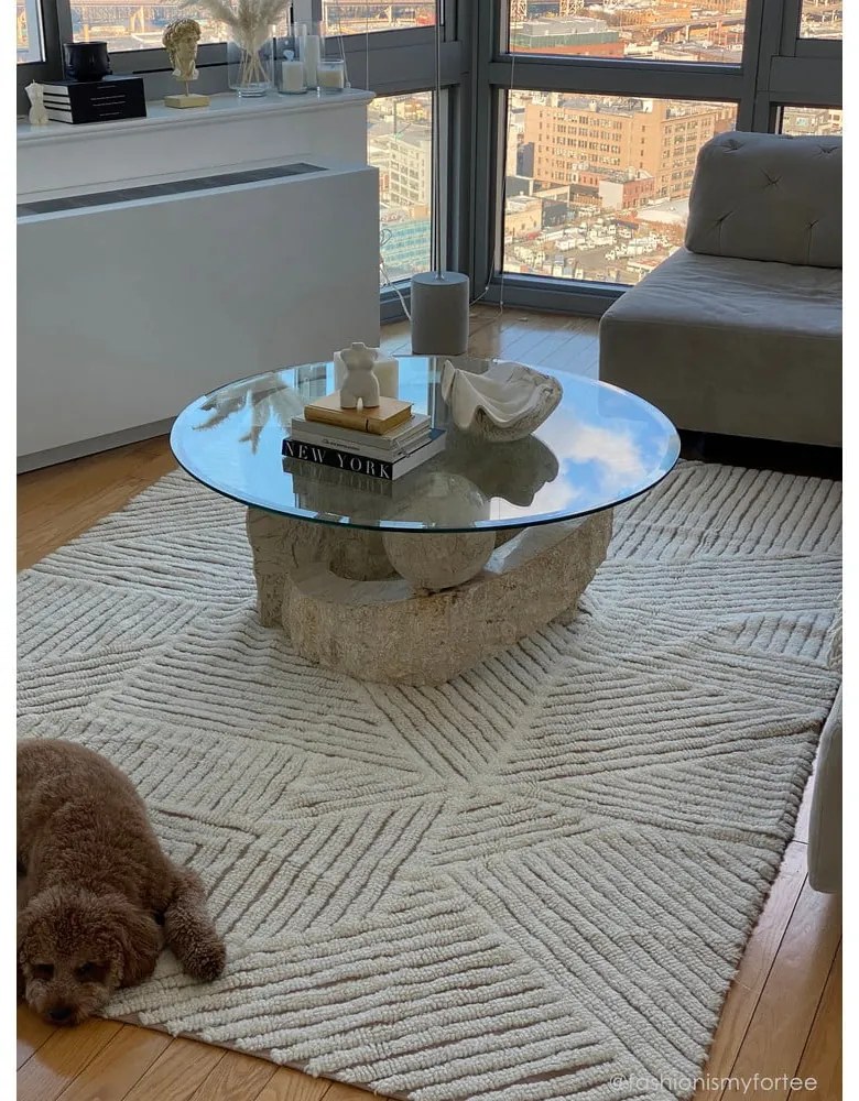 Кремав ръчно изработен вълнен килим подходящ за пране 170x240 cm Almond Valley – Lorena Canals