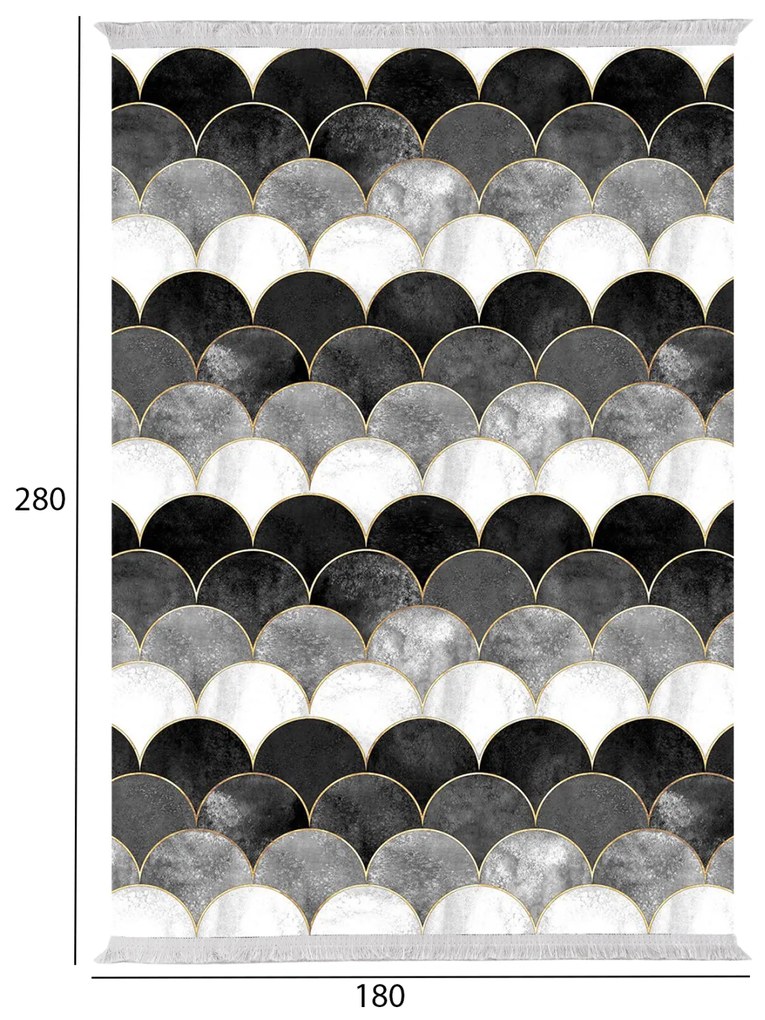 Килим 180х280 - HM7723.33 цвят бял-черен
