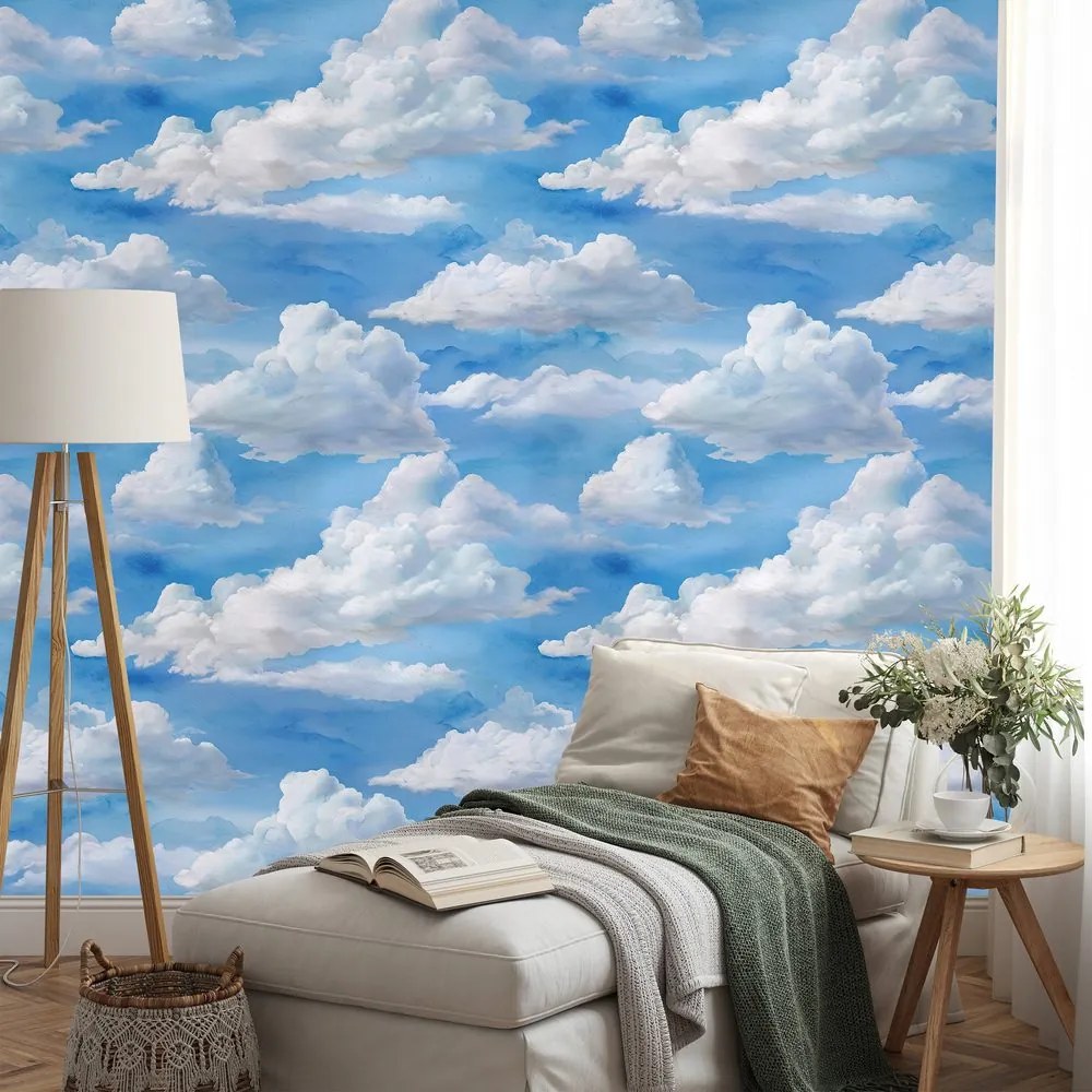 Самозалепващ фототапет – Пухкави бели облаци на синьо