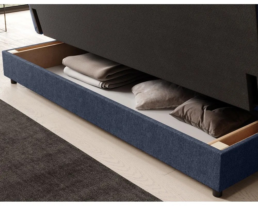 Син шенилов разтегателен диван с място за съхранение 197 cm Clareta – ELTAP