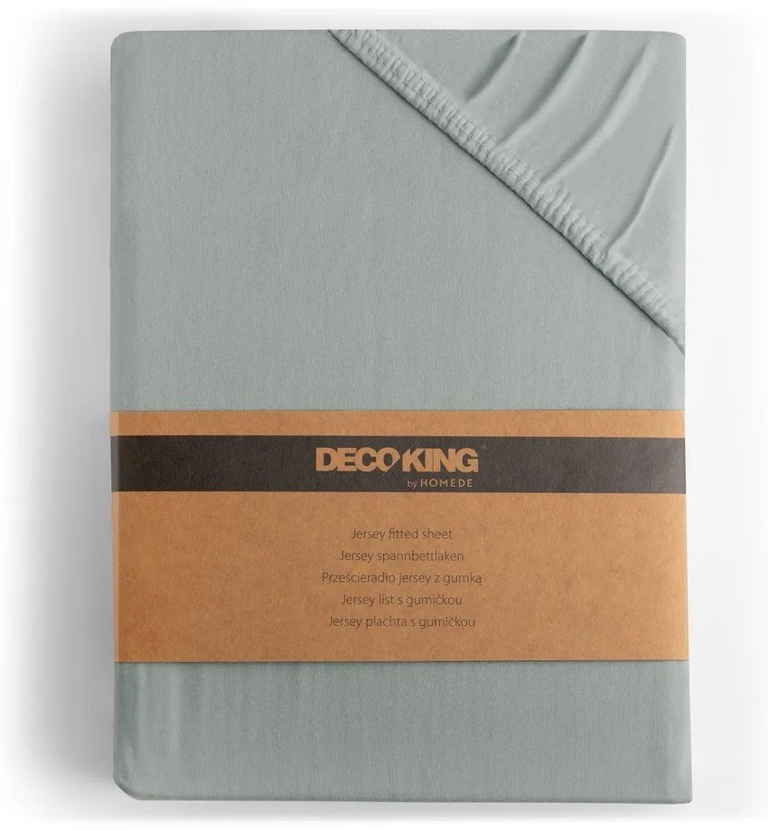 Светлосив еластичен чаршаф от джърси 220x200 cm Amber – Restilo