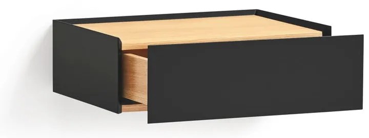 Черно висящо нощно шкафче с дъбов плот Arista – Teulat