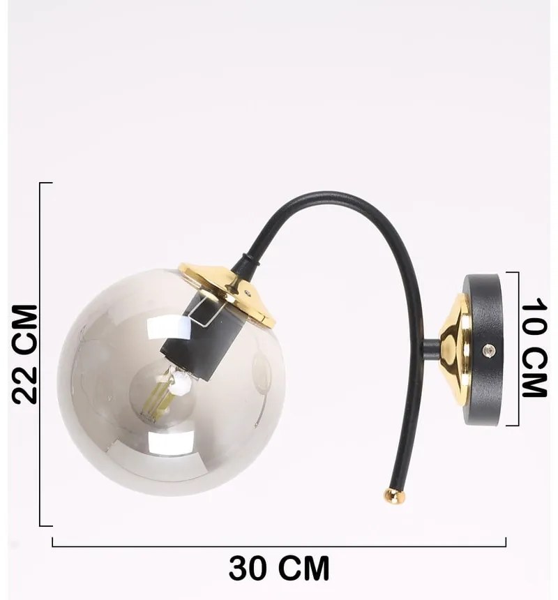 Черно-сива стенна лампа ø 15 cm Yoyo - Squid Lighting