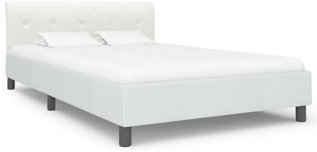 284872 vidaXL Рамка за легло, бяла, изкуствена кожа, 120x200 cм