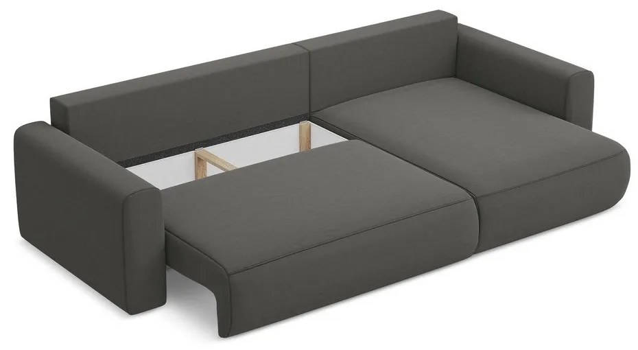 Тъмносив кадифен разтегателен ъглов диван с място за съхранение (десен ъгъл) Kapua – Makamii