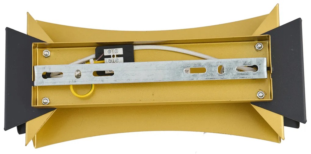 Модерна стенна лампа черна със злато - Plats