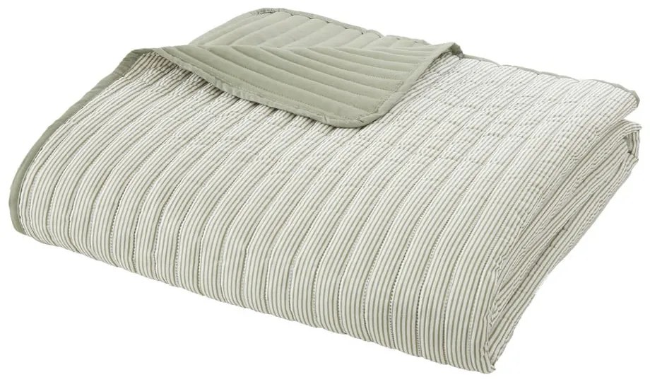 Зелено капитонирано покривало за легло 220x230 cm Stripe – Catherine Lansfield